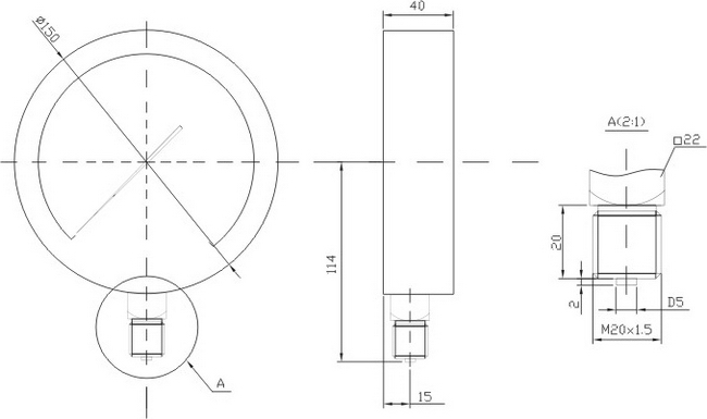 МП4-У манометры технические - Габаритные размеры