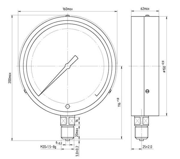 МТИ манометры точных измерений - Габаритные размеры
